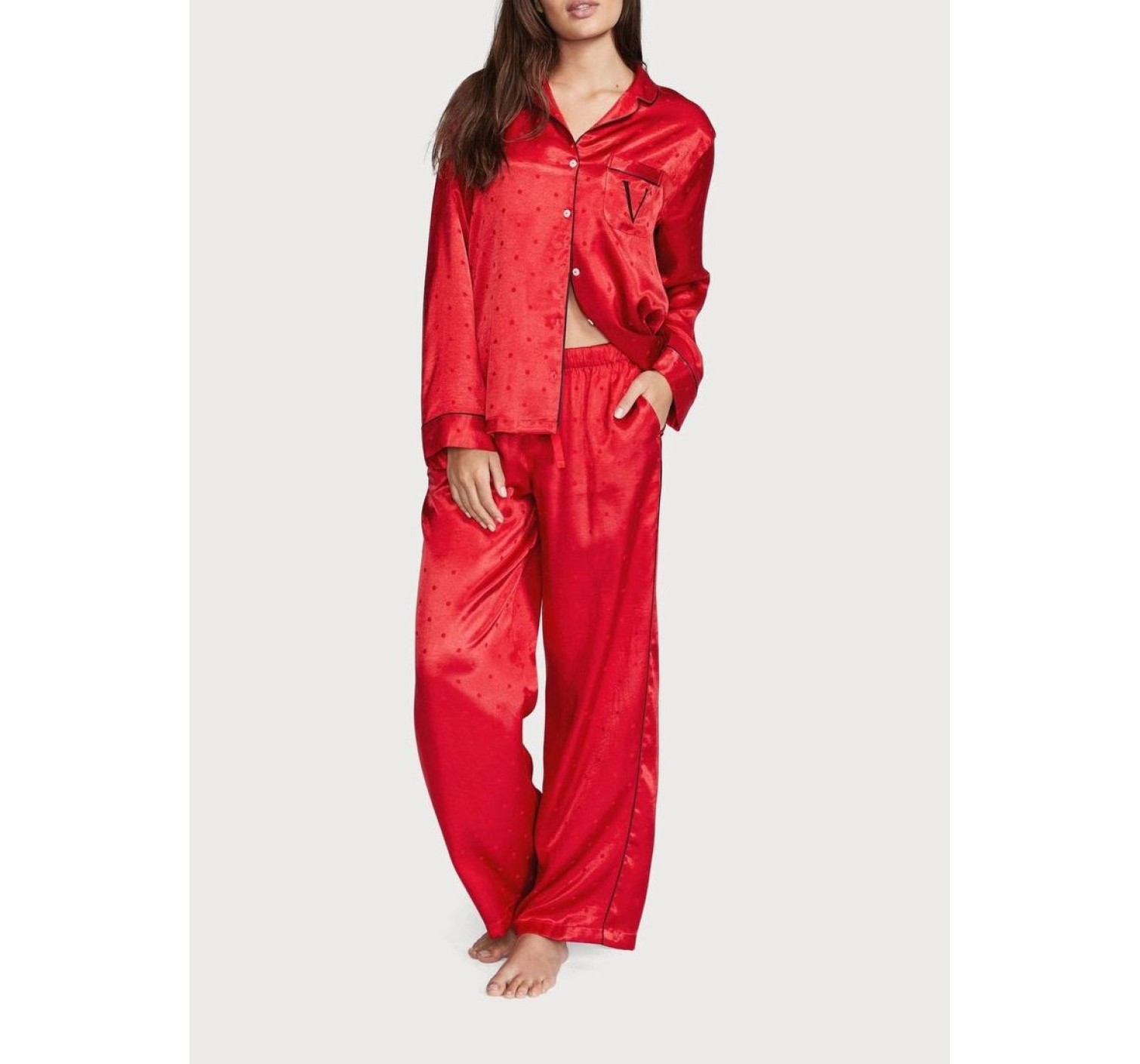 Сатинова піжама VS Satin Long Pj Set red dot