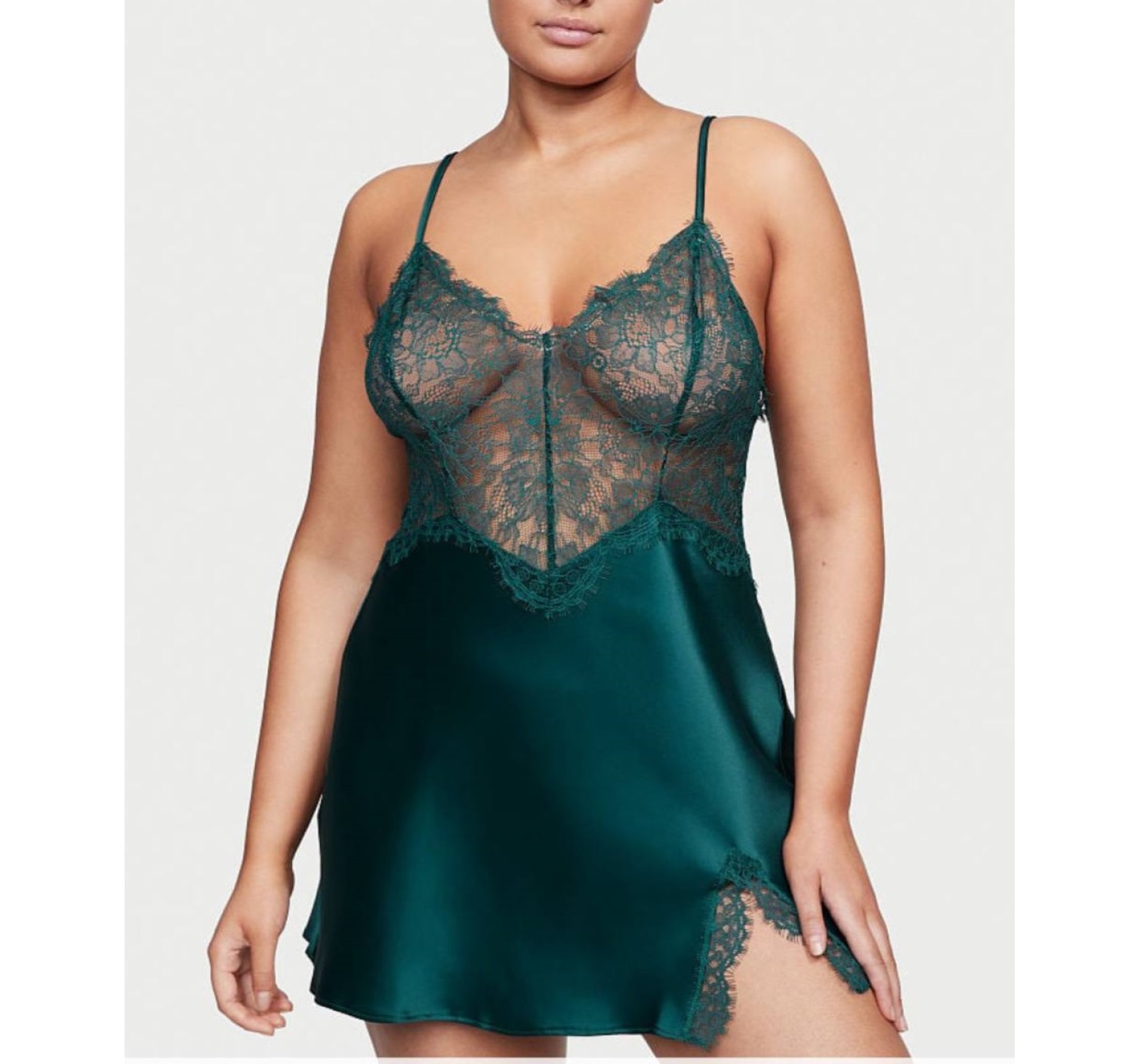 Пеньюар Very Sexy Deep Green Lace Plunge Slip Victoria’s Secret