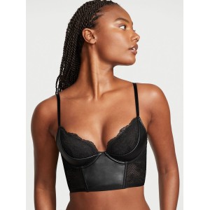 Комплект белья Very Sexy Faux Leather Fishnet Quarter Cup Corset Top set Victoria’s Secret 