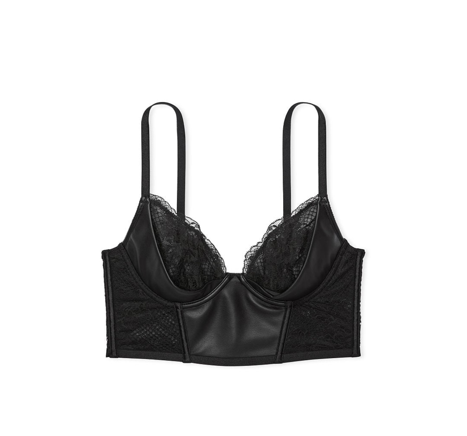 Комплект белья Very Sexy Faux Leather Fishnet Quarter Cup Corset Top set Victoria’s Secret 