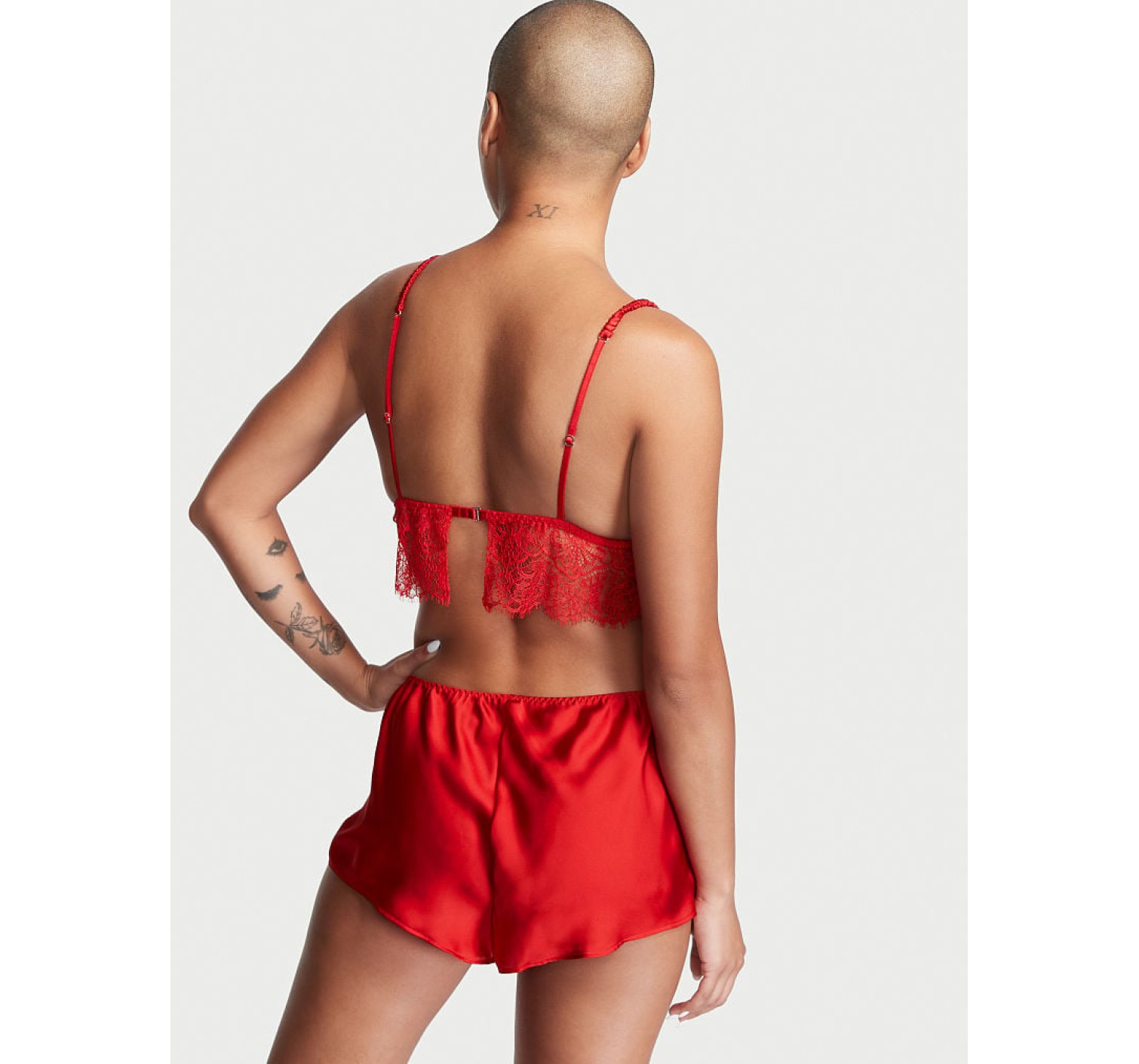 Пижама Floral Lace Cami Top Satin Shortie Set Lipstick