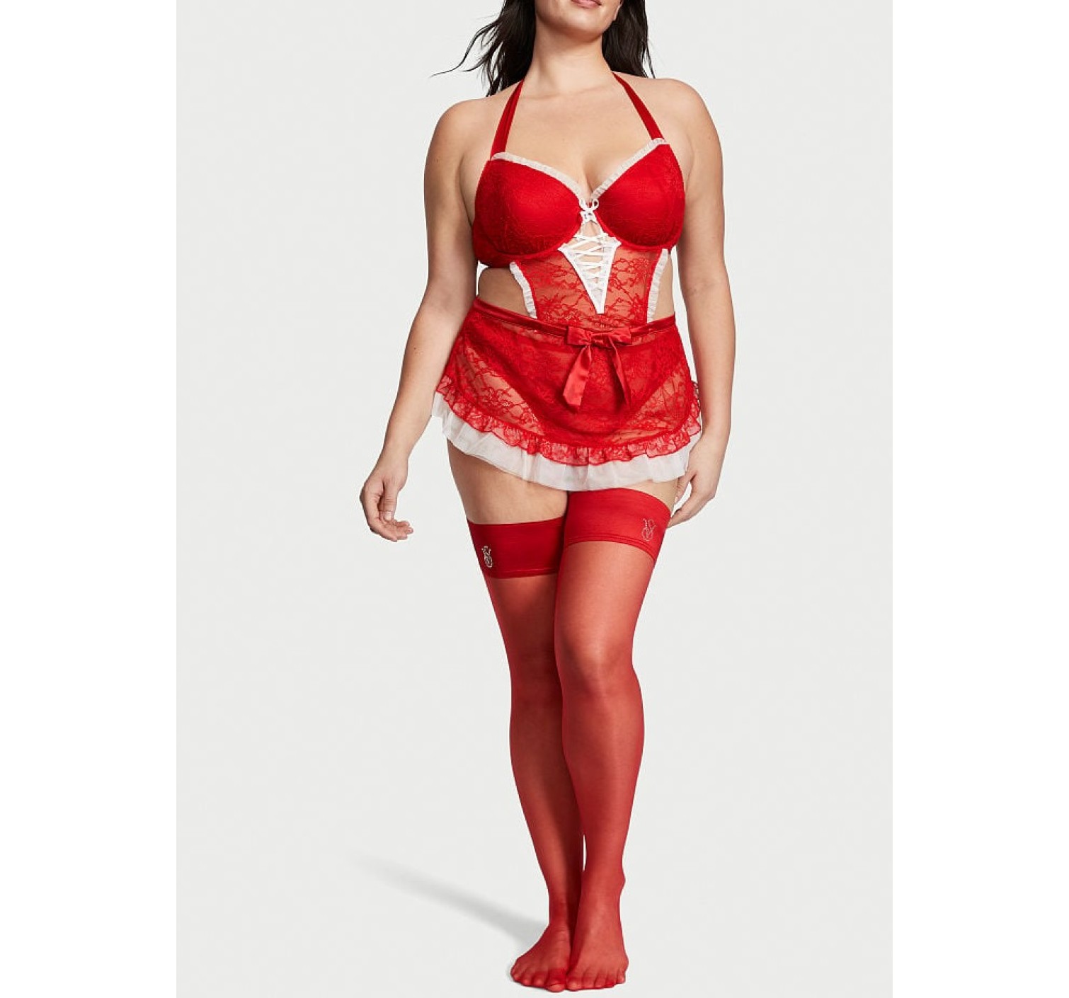 Чулки Victoria’s Secret Crystal Logo Thigh Highs Lipstick