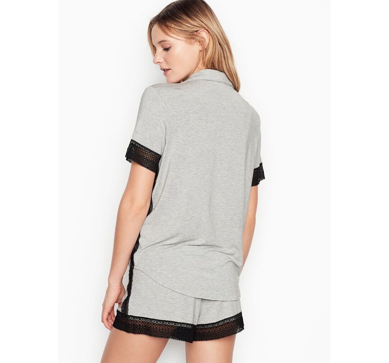 Пижама Victoria’s Secret Modal Boxer Pj Set Lace Inset Medium Heather Grey