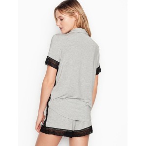 Пижама Victoria’s Secret Modal Boxer Pj Set Lace Inset Medium Heather Grey
