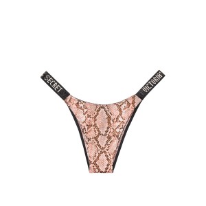 Трусики Victoria’s Secret Very Sexy Crystal Logo Shine Strap Brazilian Panty Pink Snake