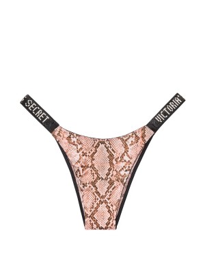 Трусики Victoria’s Secret Very Sexy Crystal Logo Shine Strap Brazilian Panty Pink Snake