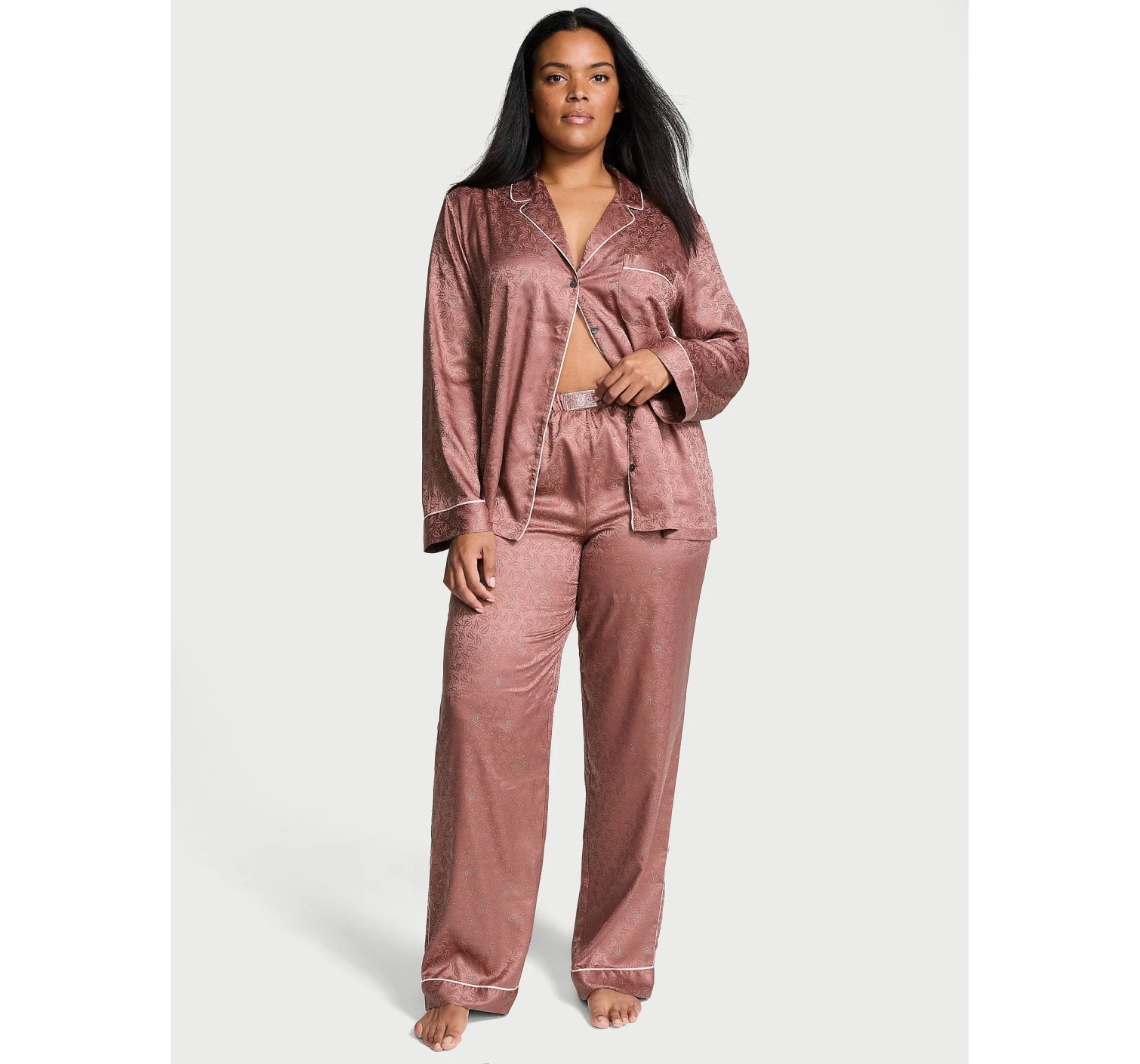 Піжама Glazed Satin Dew Drop Long Pajama Set Vintage Rose