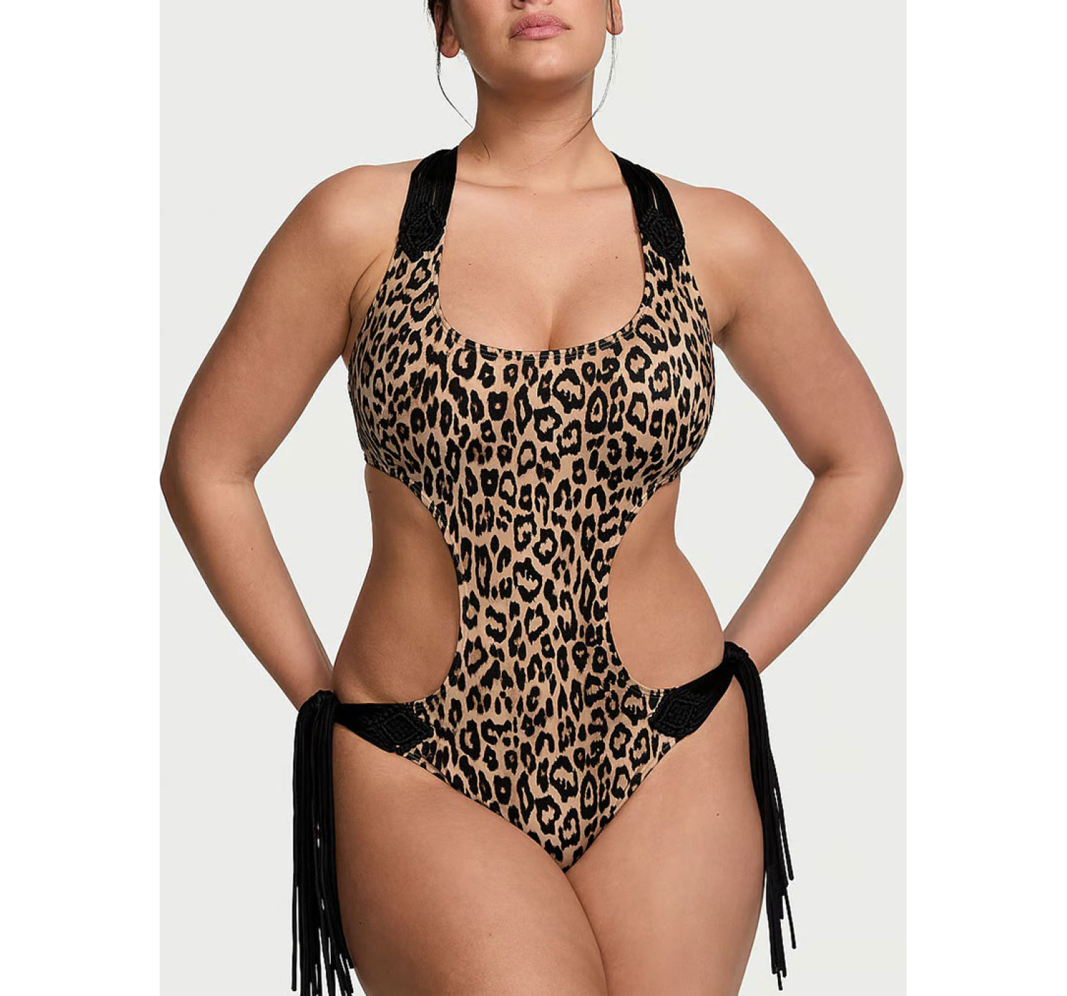 Купальник VS Archives Swim Macrame Fringe Monokini One-Piece Swimsuit Leo