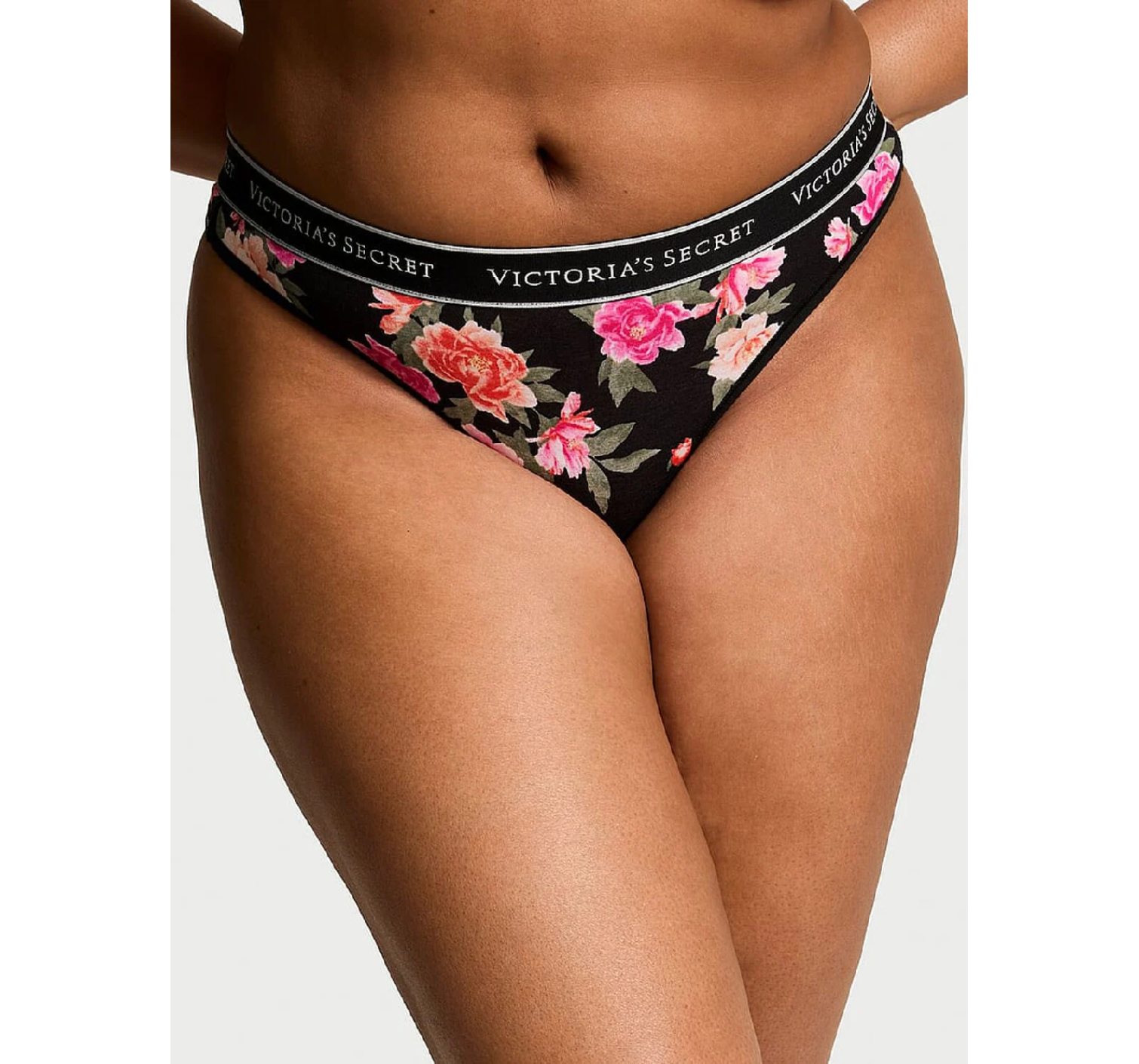 Трусики Logo Cotton Thong Panty Black Floral