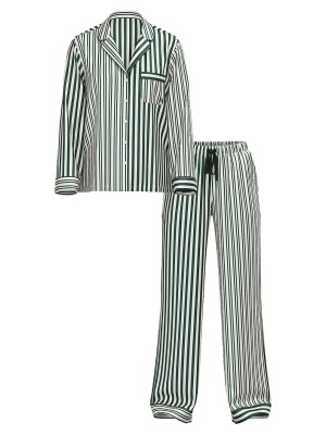 Сатиновая пижама Glazed Satin Long Pajama Set Green Stripe