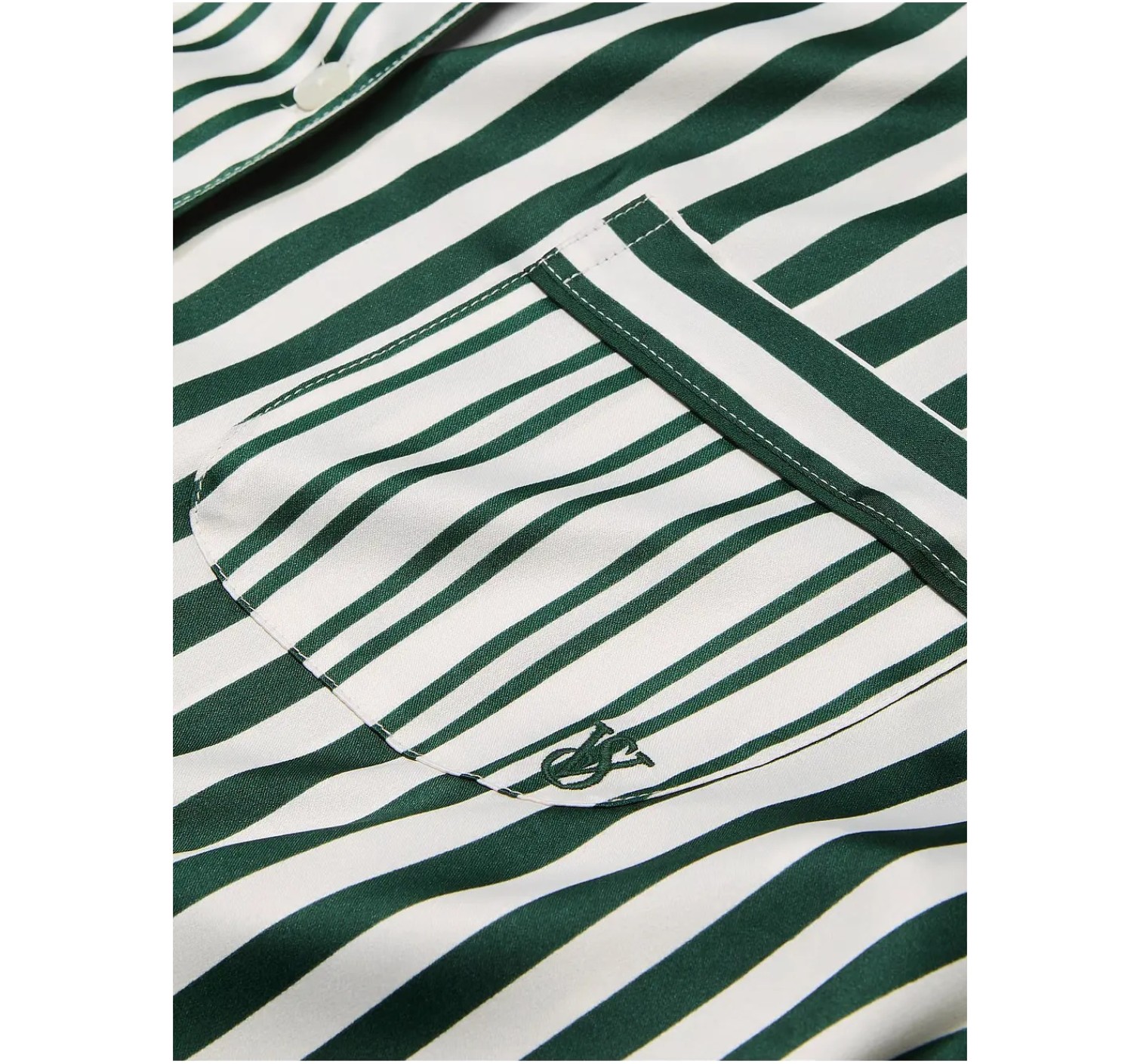 Сатиновая пижама Glazed Satin Long Pajama Set Green Stripe