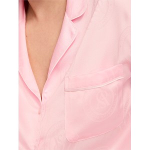 Піжама Glazed Satin Long Pajama Set Angel Pink Crest Jacquard