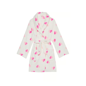 Халат Cozy Plush Robe White & Pink Hearts