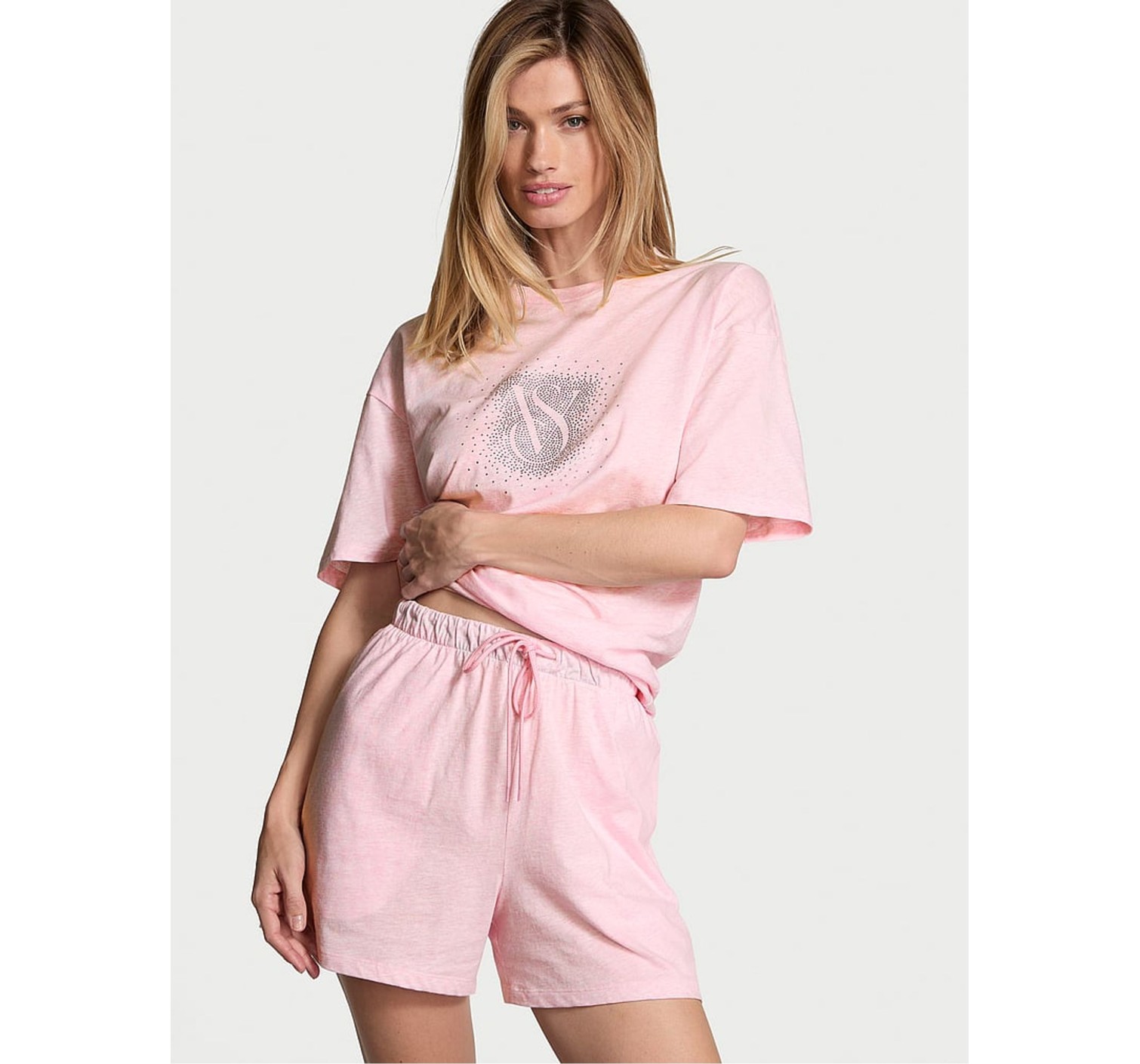 Пижама Rhinestone Graphic Cotton Short Pyjama Set