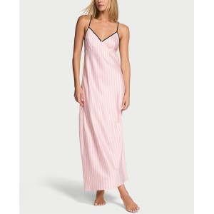 Пеньюар Iconic Stripe Pink Long Satin Slip