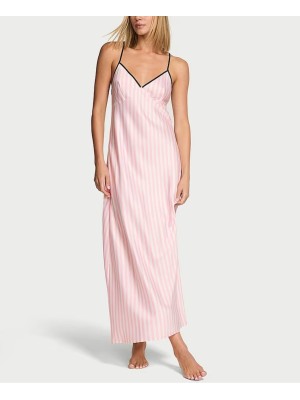 Пеньюар Iconic Stripe Pink Long Satin Slip