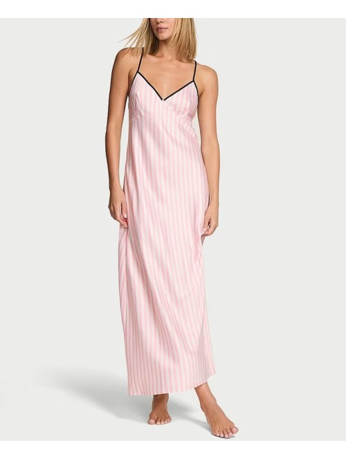 Пеньюар Iconic Stripe Pink Long Satin Slip