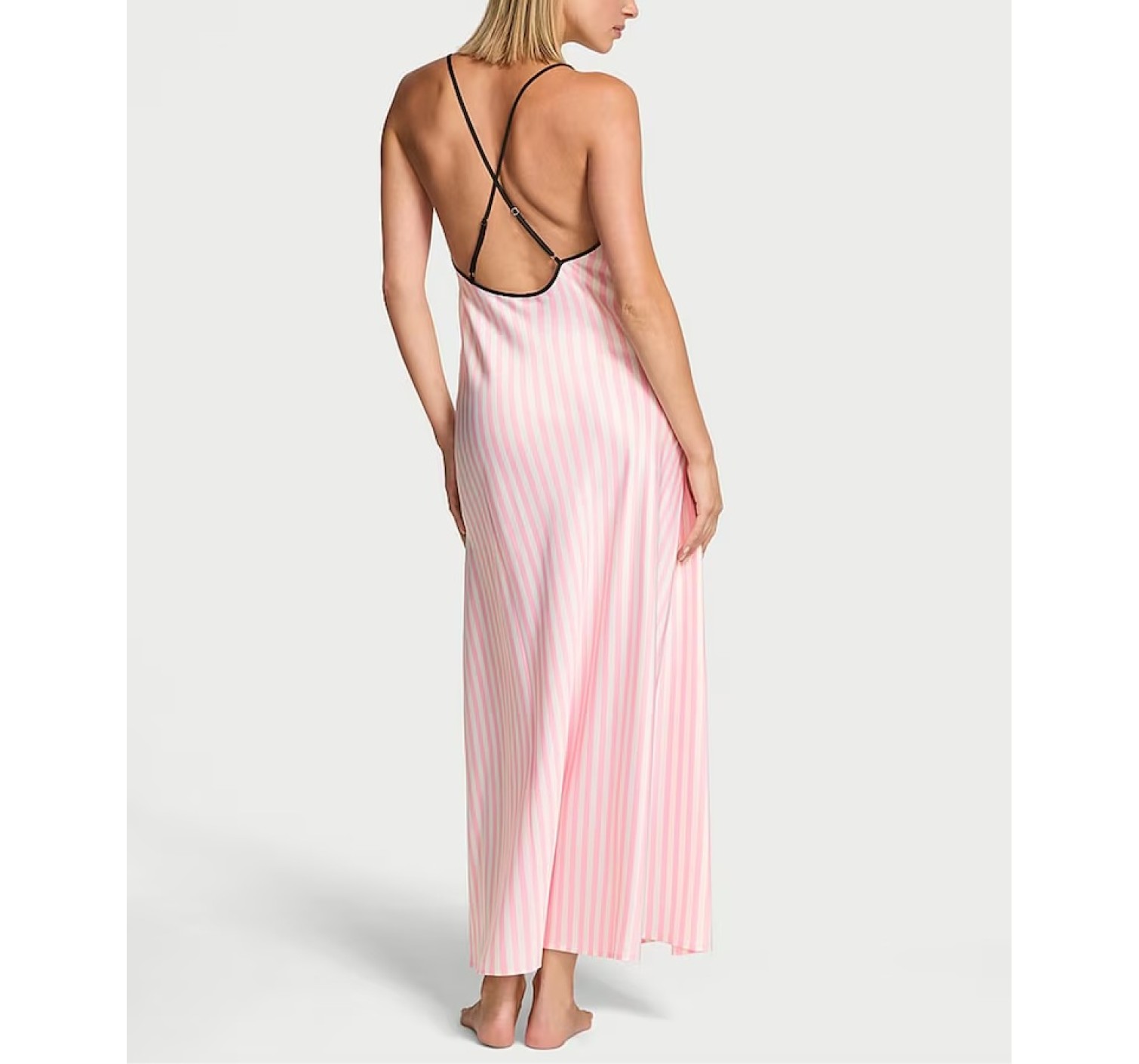 Пеньюар Iconic Stripe Pink Long Satin Slip