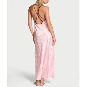 Пеньюар Iconic Stripe Pink Long Satin Slip