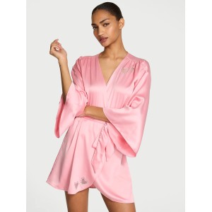Сатиновый халат Victoria's Secret Dream Angels Petal Pink Twinkle Heart Satin Short Robe