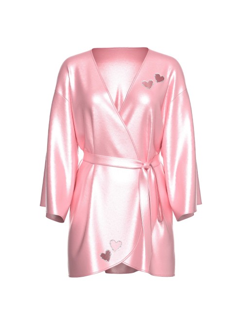 Сатиновый халат Victoria's Secret Dream Angels Petal Pink Twinkle Heart Satin Short Robe