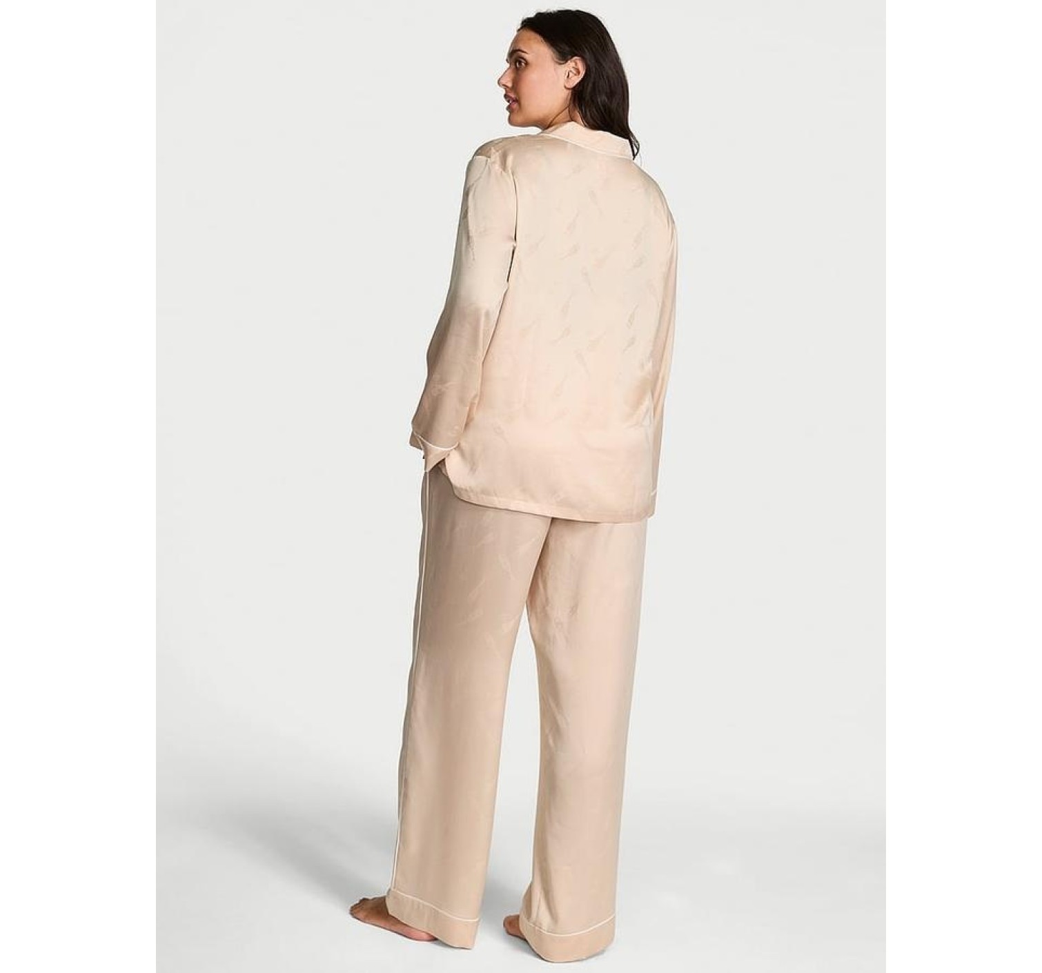 Піжама Victoria's Secret Nude Champagne Bottles Glazed Satin Long Pajama Set