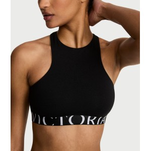 Комплект белья Cotton Exploded Logo Unlined High-Neck Bralette Black Set