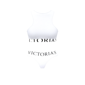 Комплект белья Cotton Exploded Logo Unlined High-Neck Bralette White Set