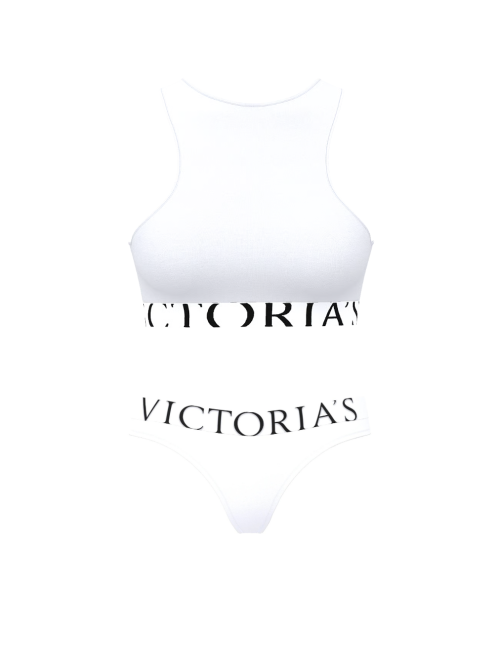 Комплект білизни Cotton Exploded Logo Unlined High-Neck Bralette White Set