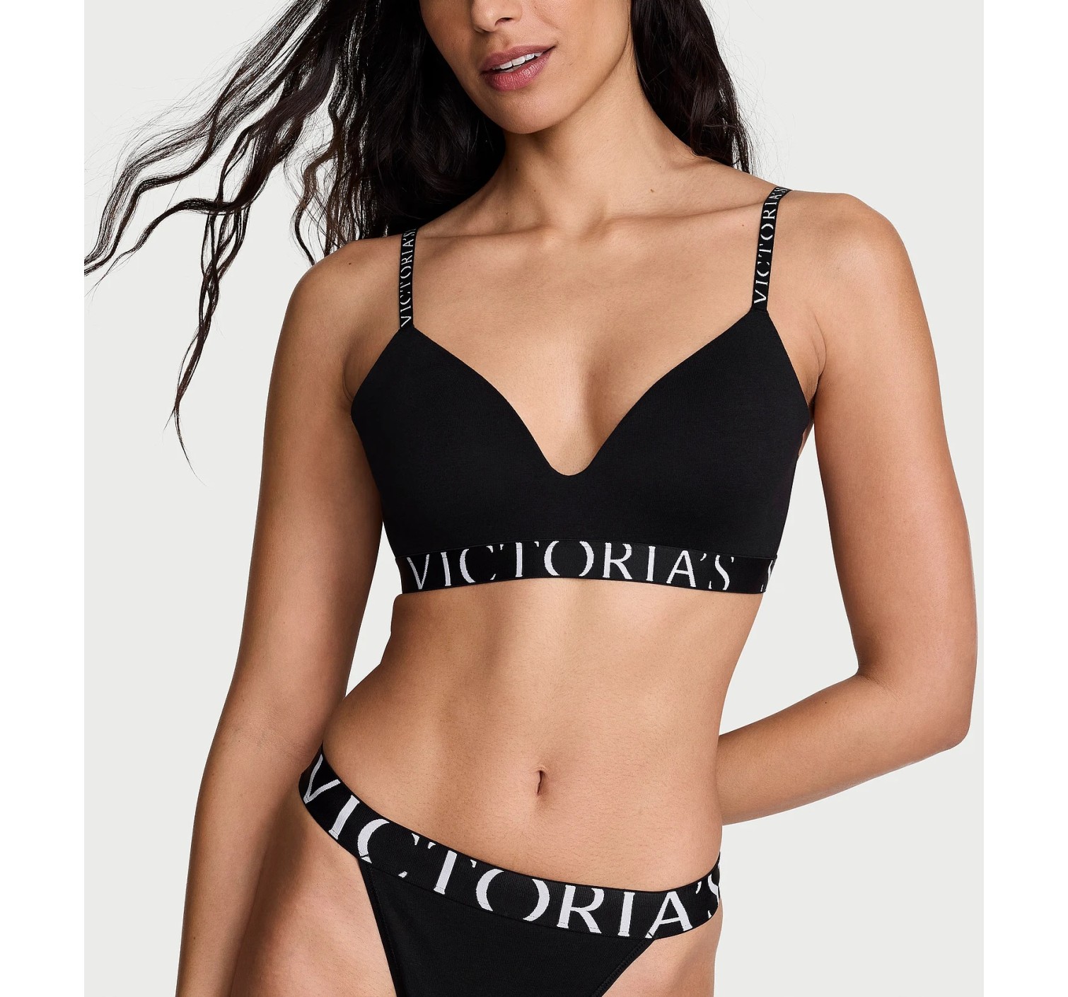 Комплект белья Cotton Exploded Logo Lightly Lined Wireless Bra Black Set