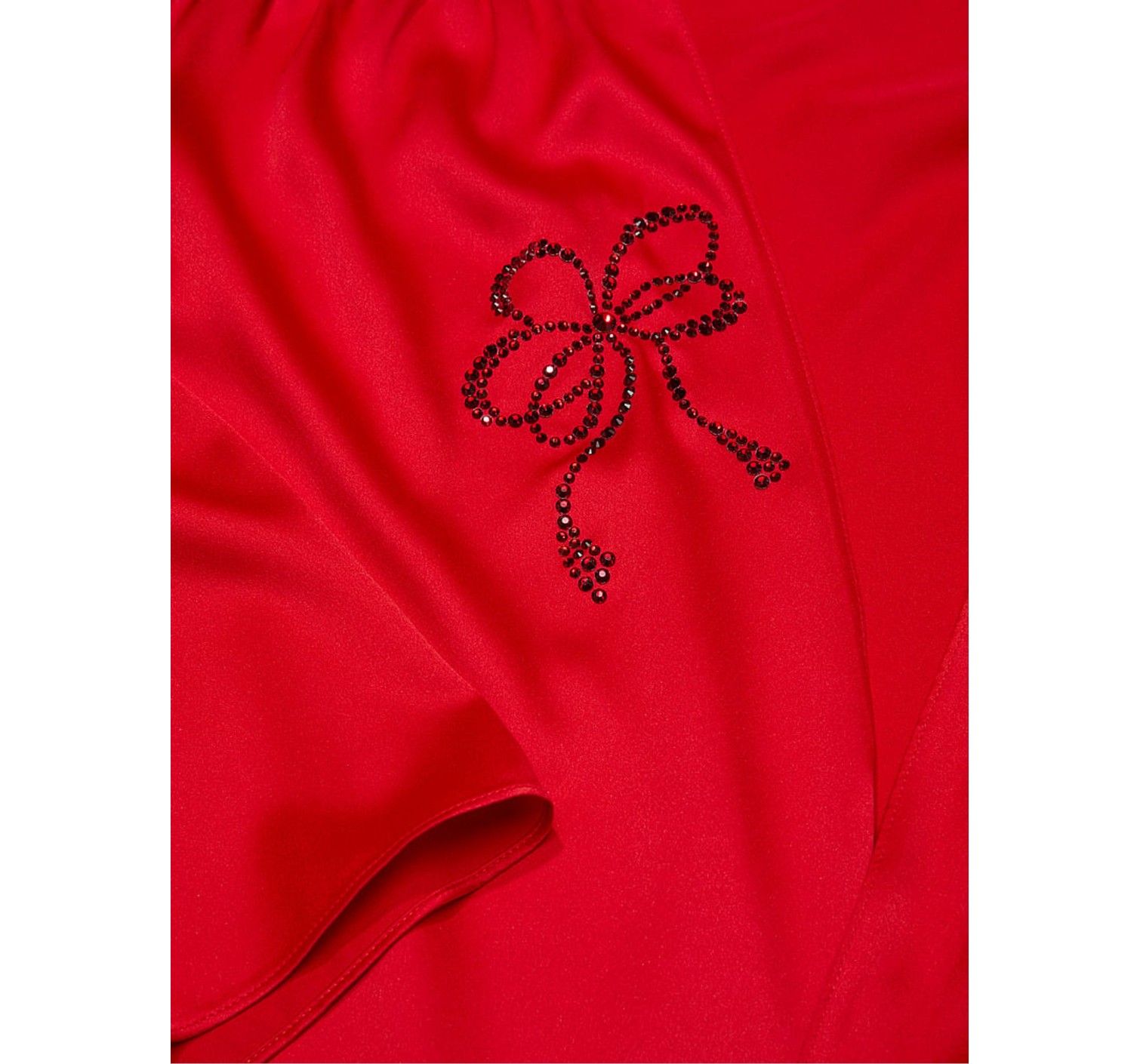 Сатиновый халат Victoria's Secret Bright Vermillion Red Satin Sparkle Bow Short Robe