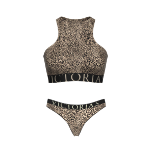Комплект білизни Cotton Exploded Logo Unlined High-Neck Bralette Leopard Set