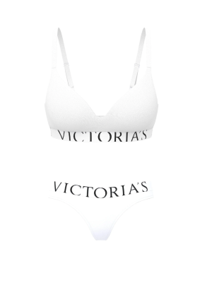 Комплект белья Cotton Exploded Logo Lightly Lined Wireless Bra White Set
