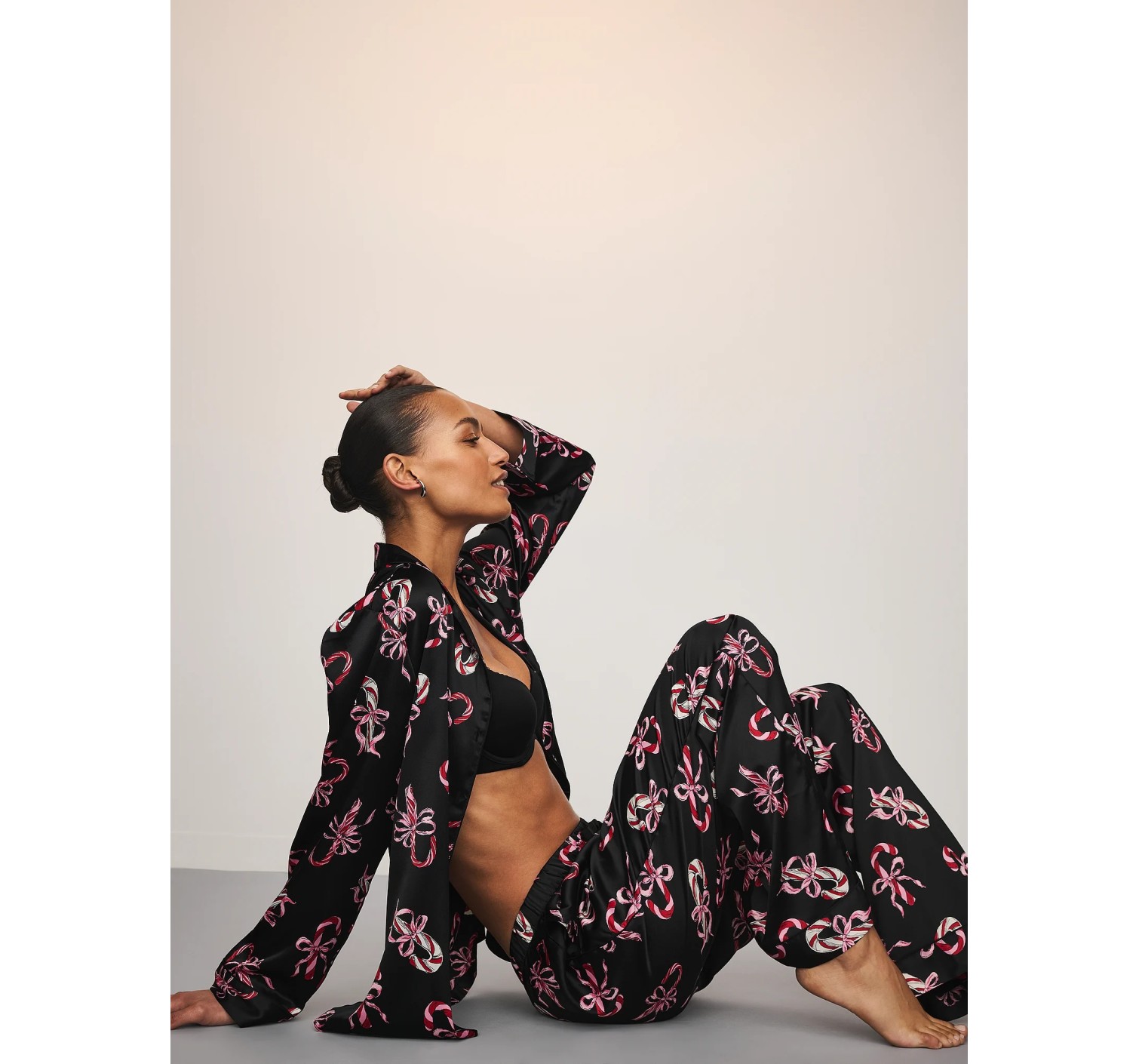 Сатинова піжама Glazed Satin Long Pajama Set Print