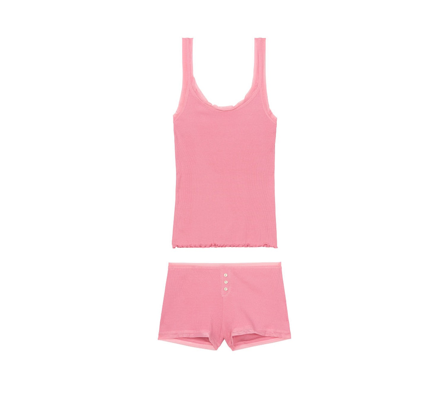 Пижама Victoria’s Secret Ribbed Cami & Short Set розовая майка с шортами
