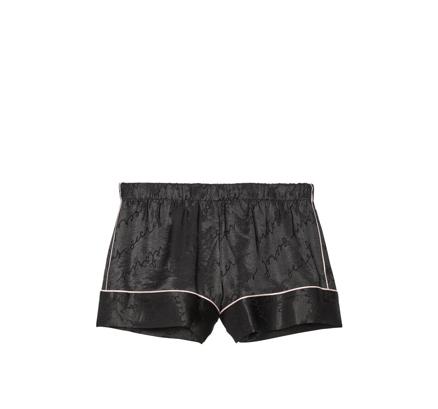 Пижама Victoria’s Secret The Satin Black logo boxer Short PJ Set