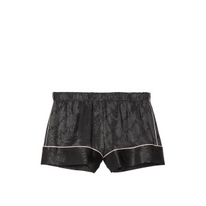 Пижама Victoria’s Secret The Satin Black logo boxer Short PJ Set
