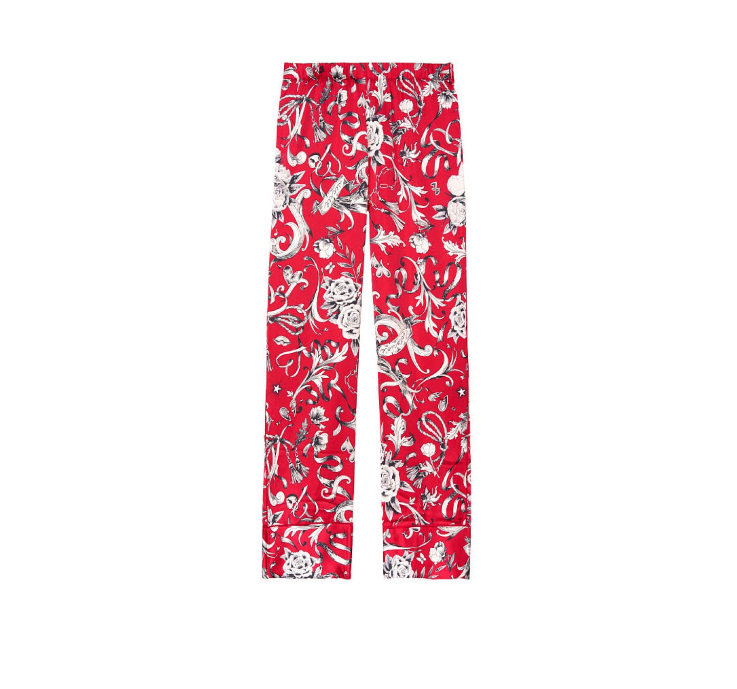 Сатиновая пижама Victoria’s Secret Satin PJ set, красная, Lux print Roses