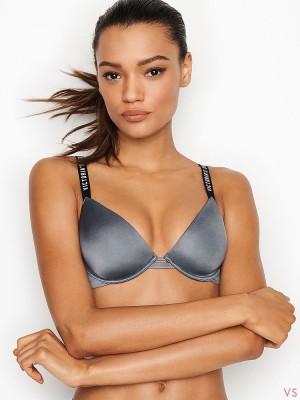 Бюстгальтер Victoria’s Secret Very Sexy Bra lightly lined plunge, Grey, Logo Straps