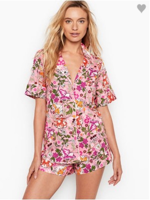 Пижама Victoria’s Secret cotton Floral print Pink
