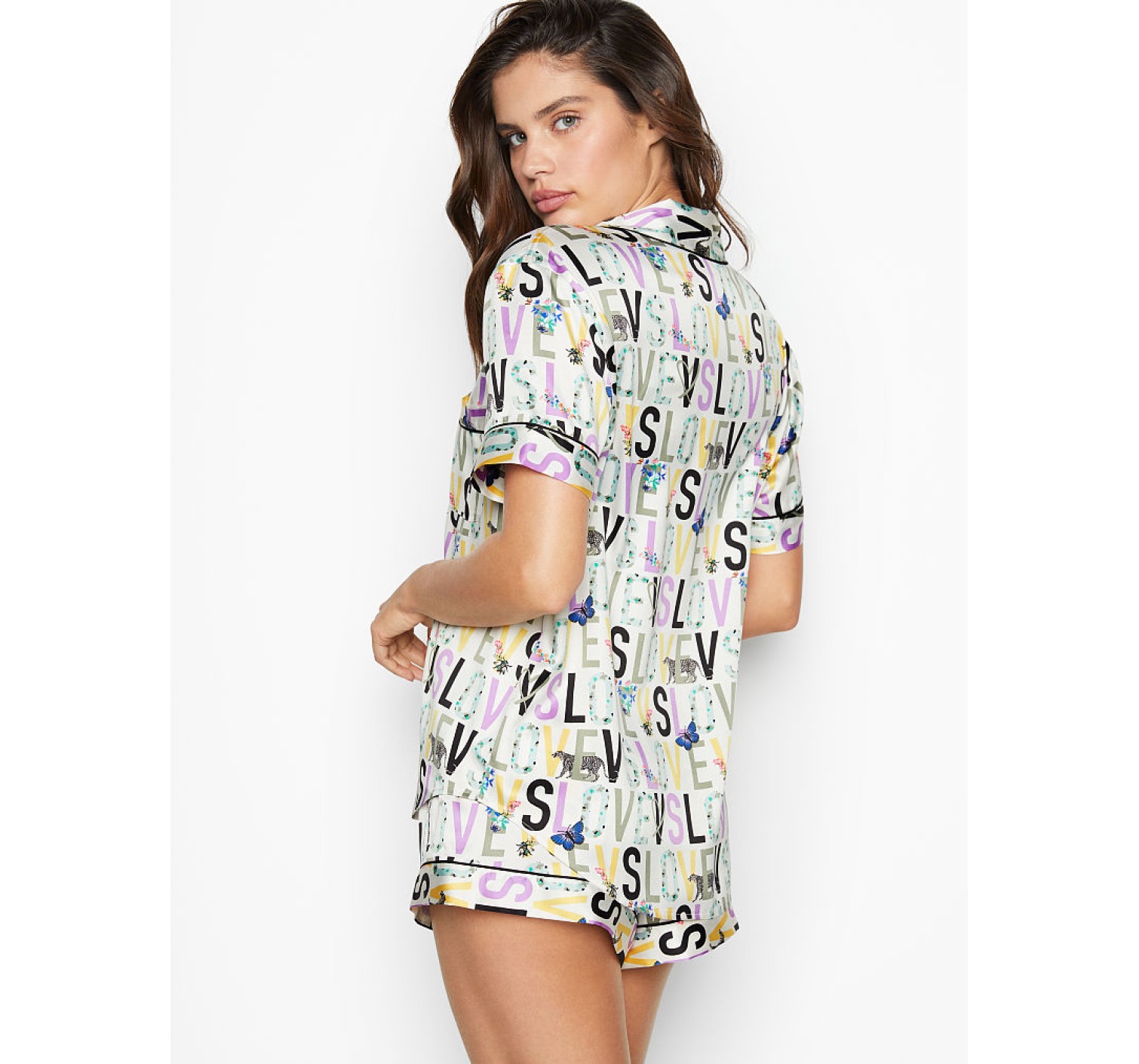 Сатиновая пижама Victoria’s Secret Satin PJ set Floral print