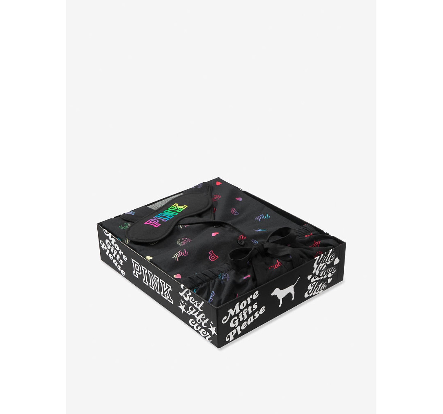 Пижама Victoria’s Secret PINK PJ SET Black с шортиками и повязкой для сна