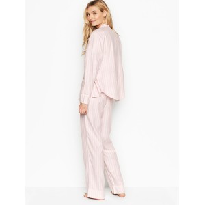 Пижама розовая в полоску Victoria’s Secret Flannel PJ Set Фланелевая с люрексом