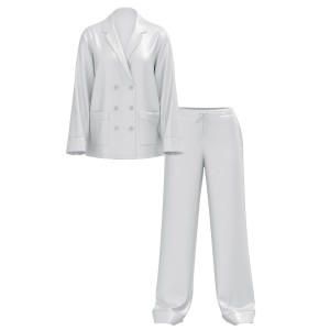 Піжама Victoria's Secret Luxe Satin Double-Breasted Long Pajama Set Grey