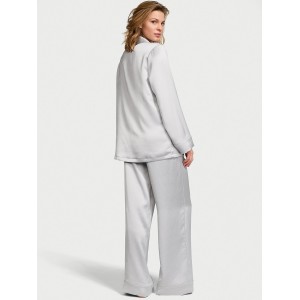 Піжама Victoria's Secret Luxe Satin Double-Breasted Long Pajama Set Grey