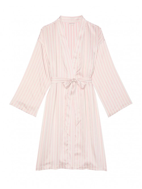 Сатиновый Халат Victoria's Secret Satin Midi Robe Iconic Stripe