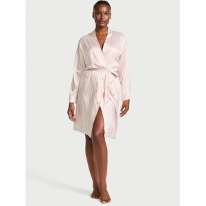 Сатиновый Халат Victoria's Secret Satin Midi Robe Iconic Stripe
