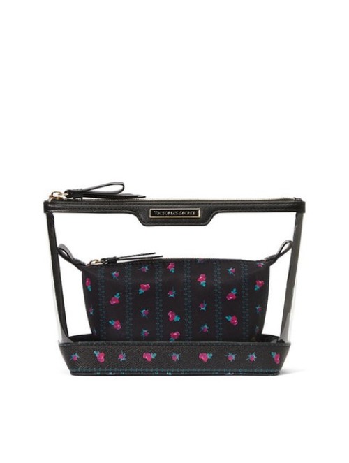 Косметичка Victoria's Secret 2 в 1 AM PM Beauty Bag Duo Black Roses print
