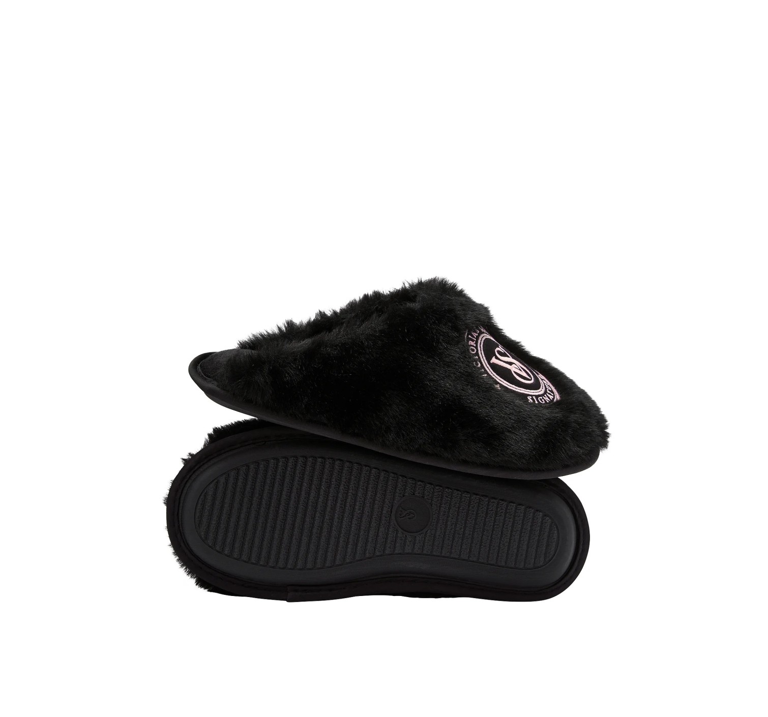 Тапочки Виктория Сикрет Closed-Toe Faux Fur Slippers Black