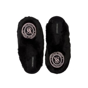 Тапочки Виктория Сикрет Closed-Toe Faux Fur Slippers Black